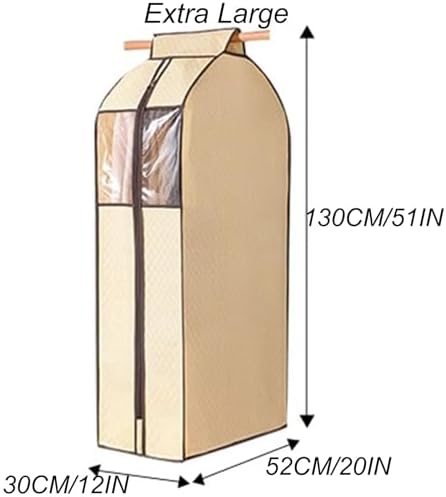 Clear PVC Garment Bags - Protective Clothes Rack Cover for Hanging Shirts & Dresses, Waterproof Sealed Storage, Brown, 52x52x90cm / 20x20x35in - Ideal for Closet Organization