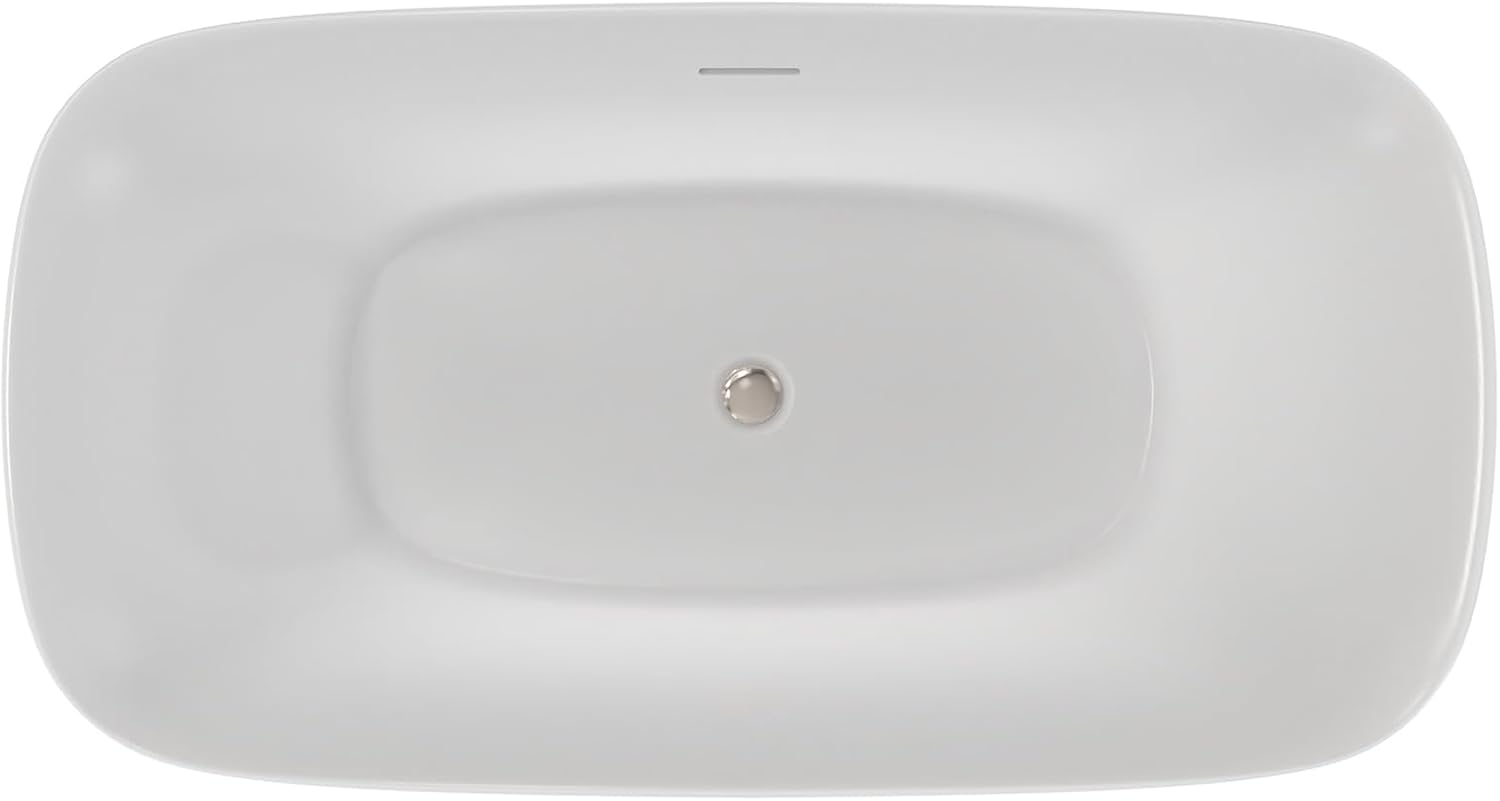 Ascend 67 in. L x 31-1/2 in. W x 23-5/8 in. H Freestanding Acrylic Bathtub, Polished Nickel Drain