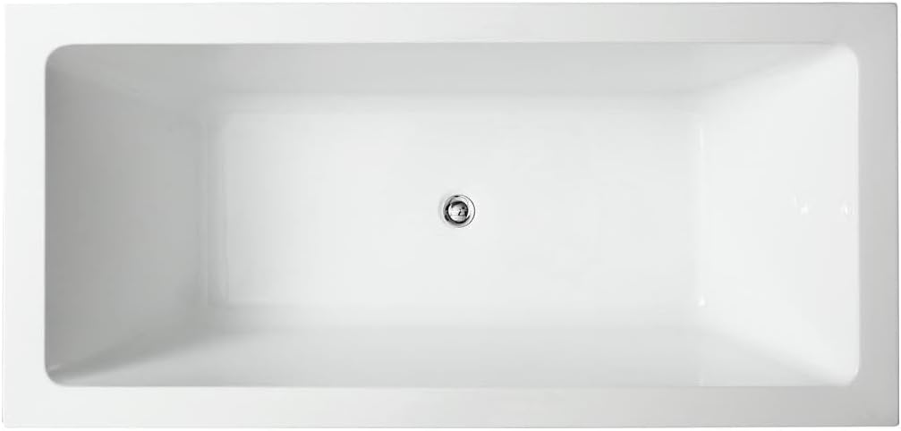 HomeStock 59' Freestanding Bathtub - Modern Oval Soaking Tub in White