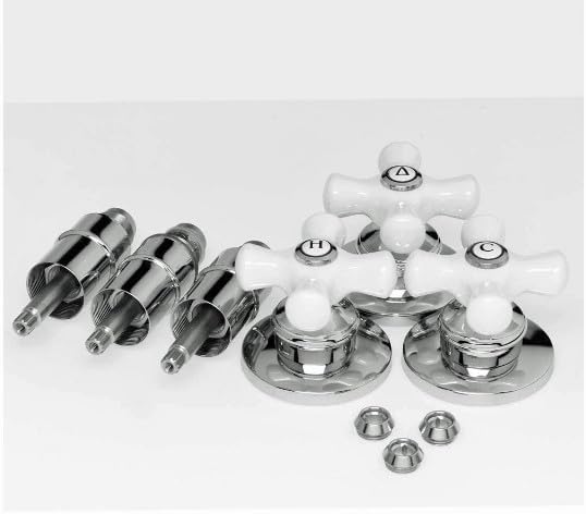 Replacement for Price Pfister; Cross Handles; Hot, Cold, and Div; Porcelain; OEM Ref #: S10-330 Replaces Parts