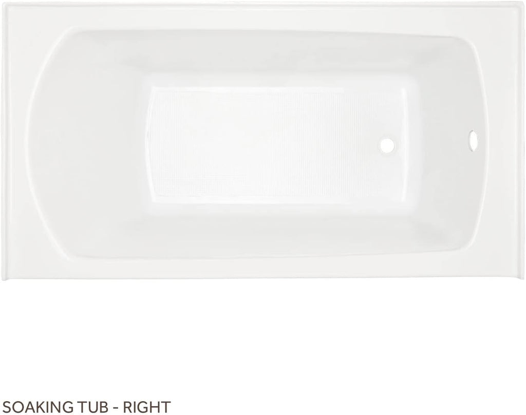 Signature Hardware 446975 Bradenton 60' Three Wall Alcove Acrylic Soaking Tub with Pre-Drilled Overflow Hole