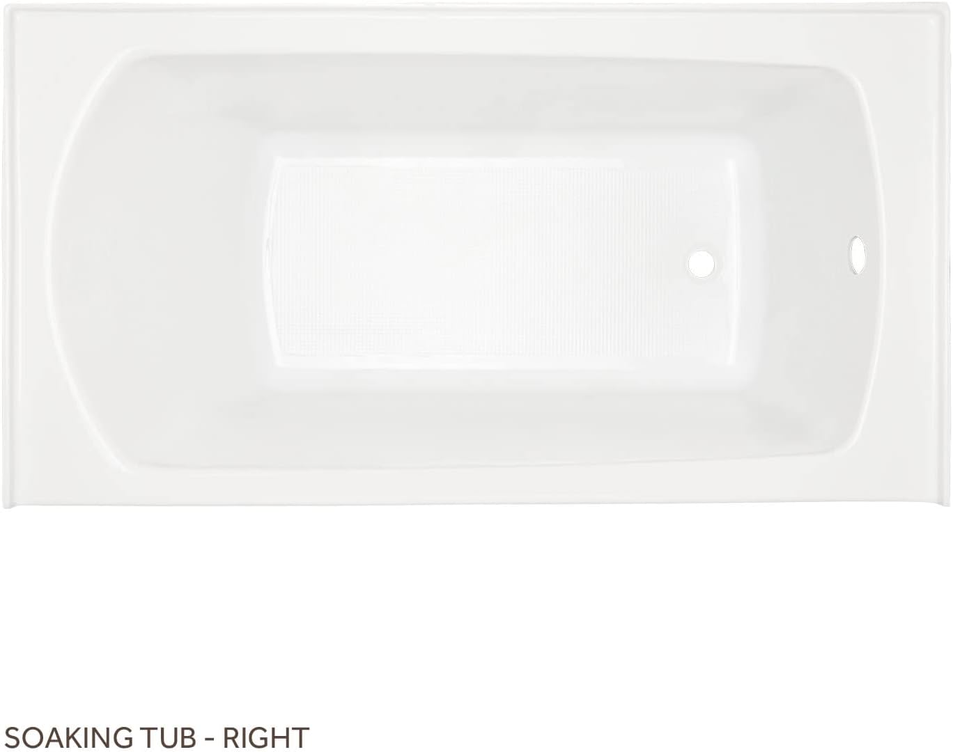 Signature Hardware 446975 Bradenton 60' Three Wall Alcove Acrylic Soaking Tub with Pre-Drilled Overflow Hole