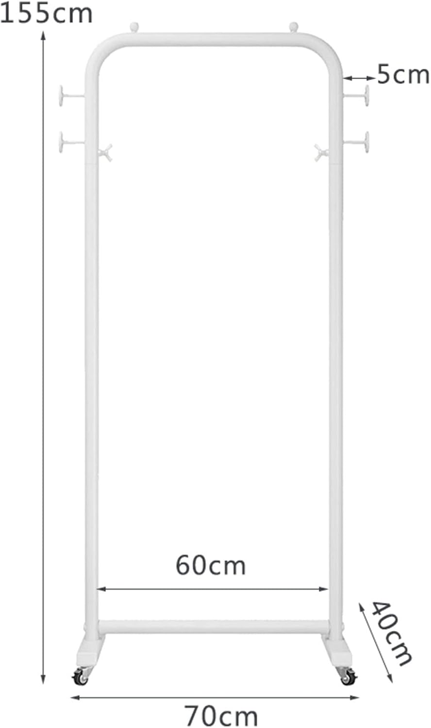 Garment Rack Stand Iron with Universal Wheel and Side Hooks,Modern Clothing Rack for Boutiques,Heavy Duty Clothes Rack for Hanging Clothes,Floor Hanger Storage Rack (B-Length 70cm