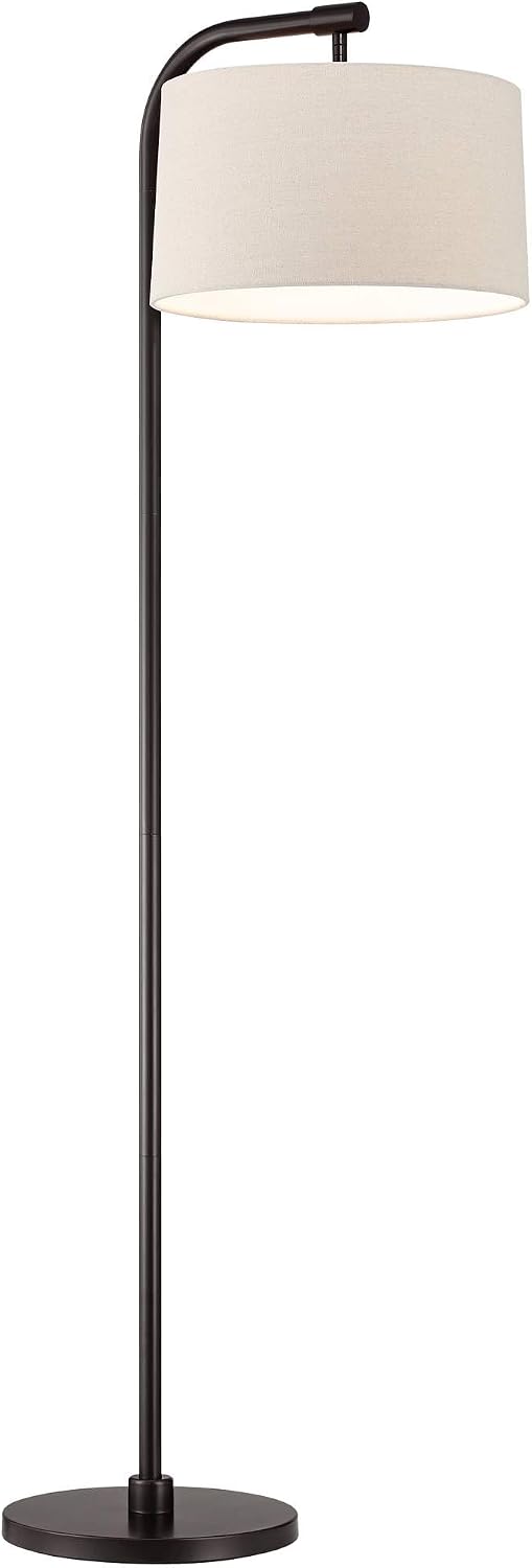 360 Lighting Serra Modern 64' Tall Standing Floor Lamp Curved Chairside Arc Offset Arm Pole Foot Switch Art Deco Brown Metal Dark Bronze Finish Living Room Bedroom House Reading Office Home Decor