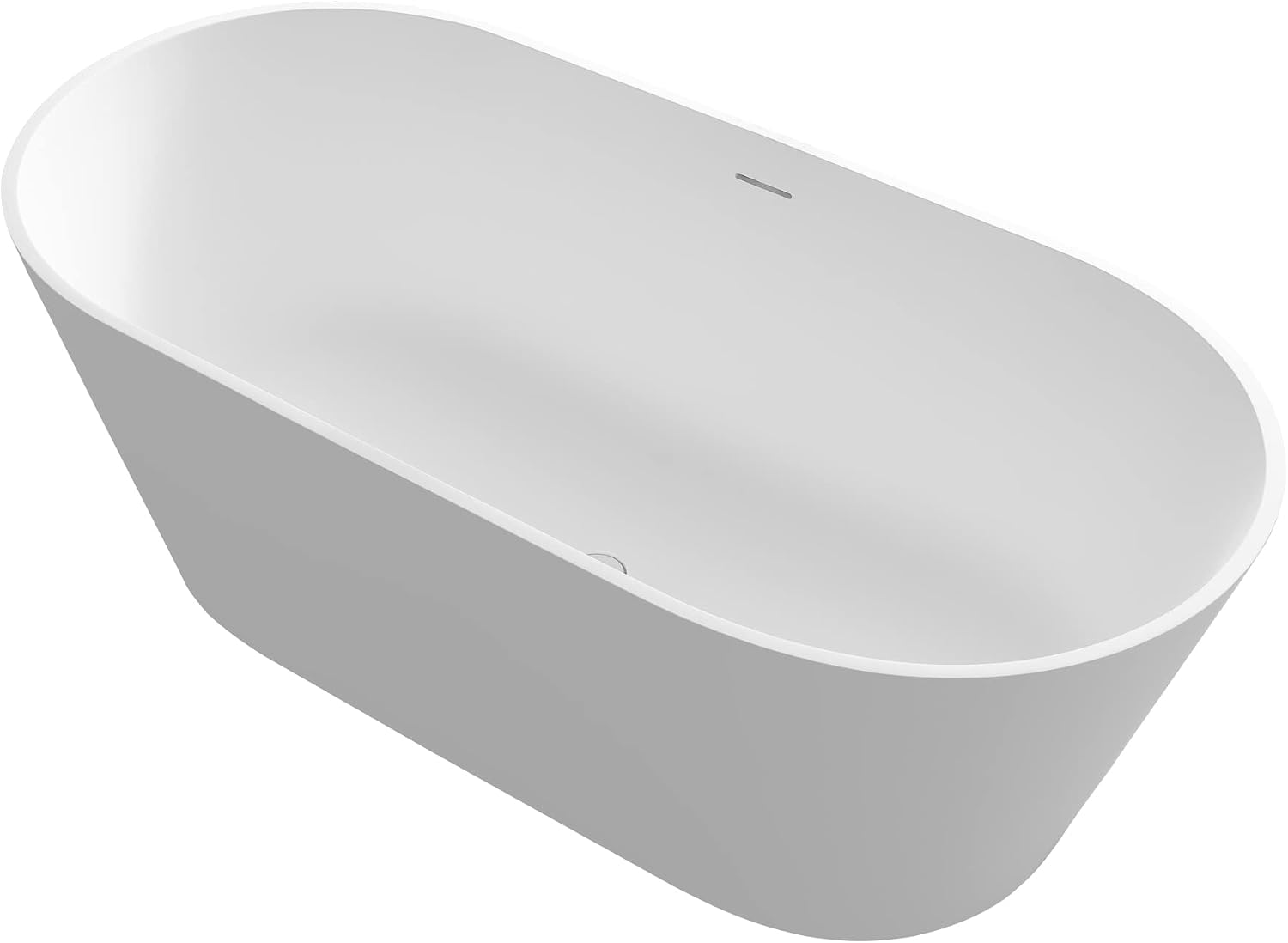 67' Premium Freestanding Bathtub,Solid Surface Soaking Tub with Overflow and Pop-up Drain, Matte White