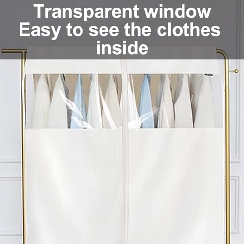 Extra Large 44' Garment Bag with PVC Window - Durable Wardrobe Cover for Single Pole Hanger, Blue, 180x113cm/71x44in - Ideal Clothing Storage Solution