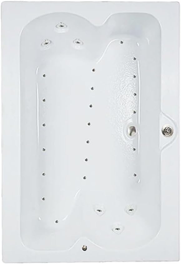 60 in. x 48 in. Elite Series Acrylic Rectangular Drop-In Air Massage Bathtub with Center Drain in Bone