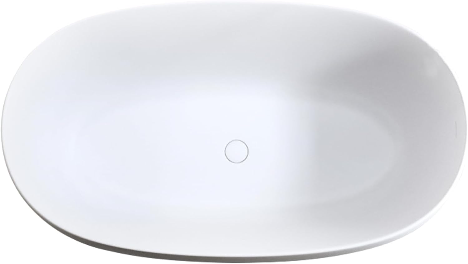 Deep Soaking Bath Tub 47' Freestanding Solid Surface Resin Stone Bathtub Modern Stand Alone Tub with Pop-Up Drainage and Overflow Pipes for Small Space, Matte White