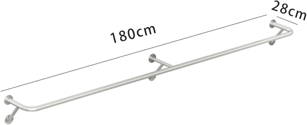 Clothing Rack Wall Mounted Garment Rack, Heavy Duty Stainless Steel Creative Clothes Rail Hanging Rod, Boutique Clothes Store Display Shelf, 8 Size,180cm