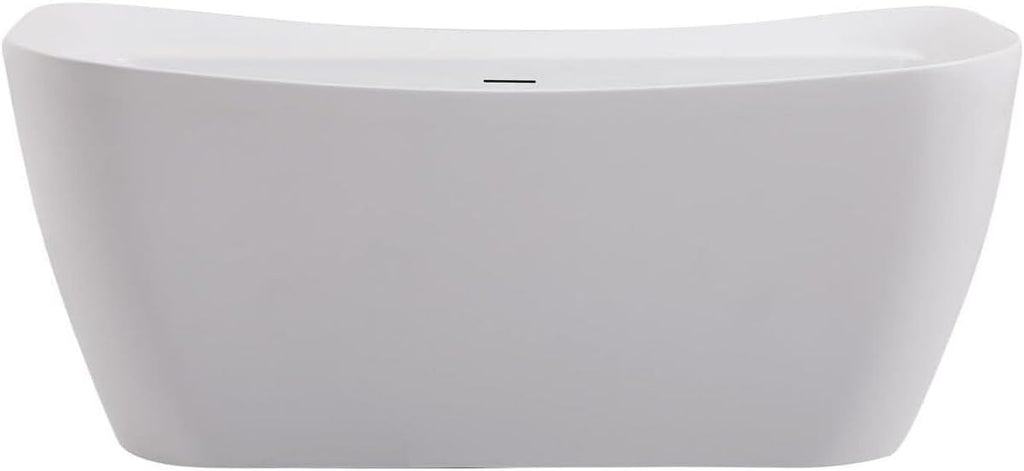 HomeStock Freestanding Bathtub 59 Inch - Modern Soaking Tub, Double Walled Acrylic, Adjustable Feet, White Finish
