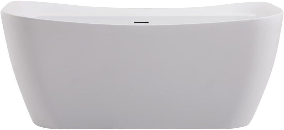 HomeStock Freestanding Bathtub 59 Inch - Modern Soaking Tub, Double Walled Acrylic, Adjustable Feet, White Finish