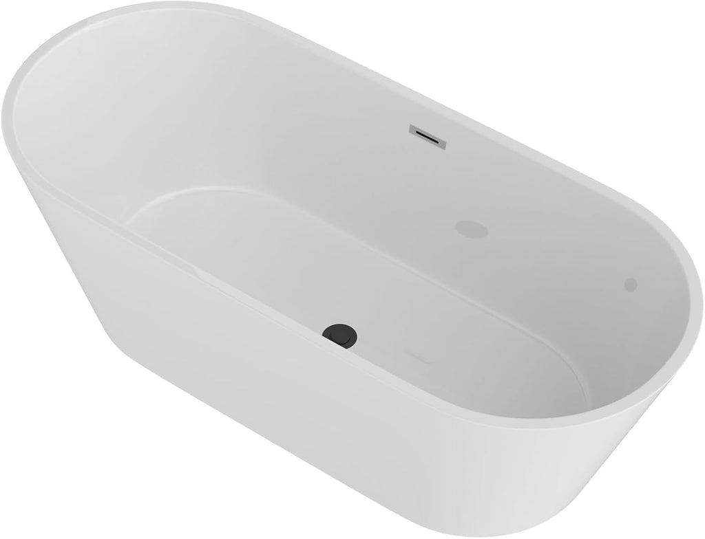 Lordear Freestanding Tub Soaking 67 Inch High Back Acrylic Stand Alone Bath Tub for Bathroom with Overflow and Drain #LTUB7109-67-B