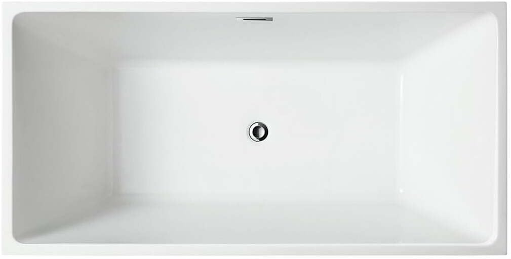 HomeStock 59 Inch Freestanding Bathtub - Black Acrylic Soaking Tub for Bathroom
