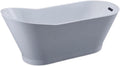 Melun 67' Freestanding Acrylic Bathtub with Chrome Drain, Glossy White Seamless Soaking Tub, Fiberglass Reinforced with Leveling Legs, 52 Gal Capacity
