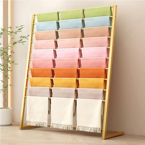 Scarf Holder - Floor Standing Scarves Silk Rack,Floor Standing Metal Blanket Rack,Clothing Store Scarf Display Rack,Commercial Garment Rack Pants Hanger Sha(One Color-60X40X145CM