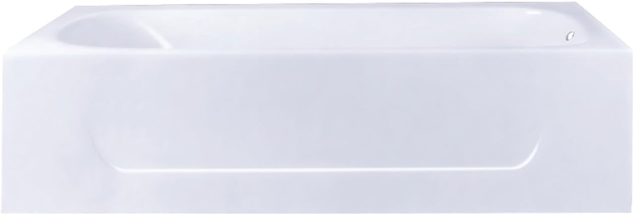 Aqua Eden VCTAP603015R 60-Inch Cast Iron 3-Wall Alcove Tub with Right Hand Drain Hole, White