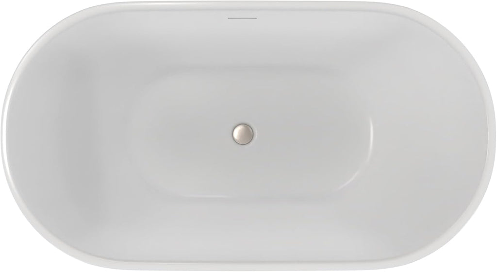 Alliance Pro 67 in. L x 31-1/2 in. W x 23-5/8 in. H Freestanding Acrylic Bathtub, Brushed Nickel Drain