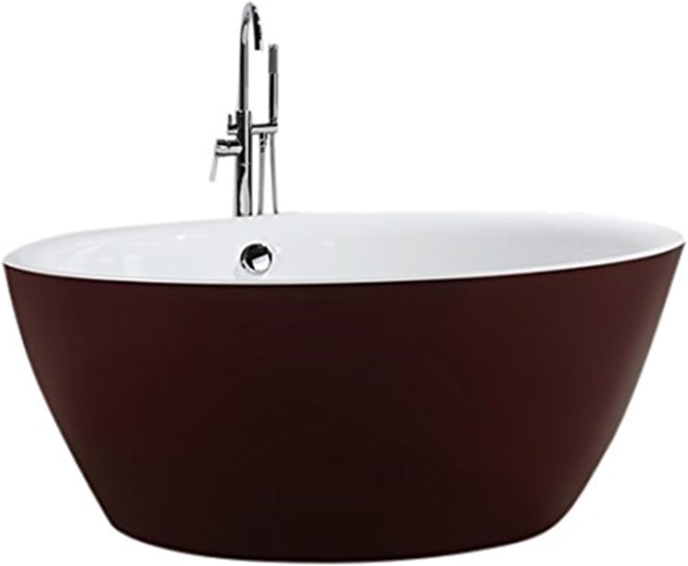 Maykoosh Red Freestanding Bathtub 59 Inch Soaking Tub Glossy Finish Modern Design