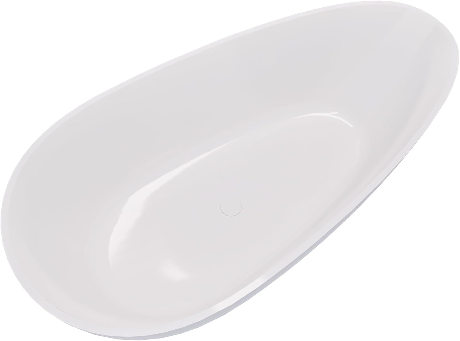 Kaimei 59-Inch Oval Stone Resin Freestanding Bathtub | Deep Soaking Tub with Overflow & Pop-up Drain | Glossy White Spa Tub for Bathroom Relaxation