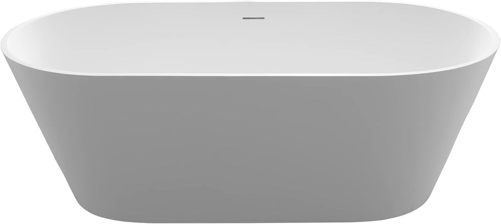 67' Premium Freestanding Bathtub,Solid Surface Soaking Tub with Overflow and Pop-up Drain, Matte White