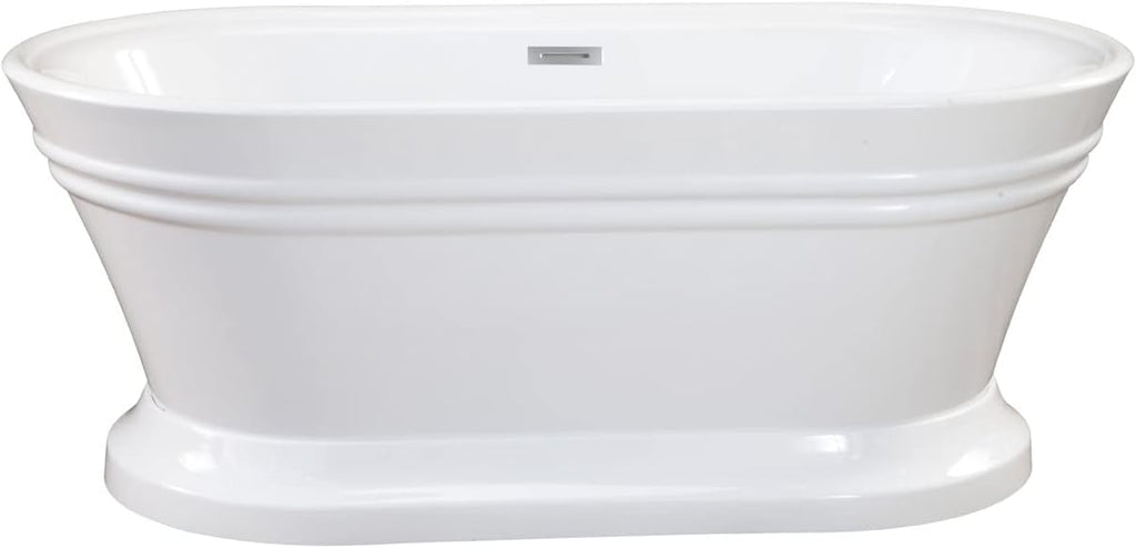 Solace 59' x 30' Freestanding Soaking Acrylic Bathtub in White