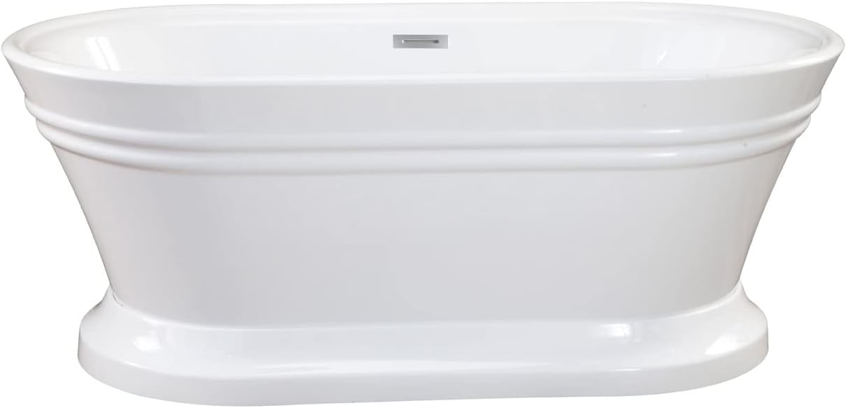 Solace 59' x 30' Freestanding Soaking Acrylic Bathtub in White