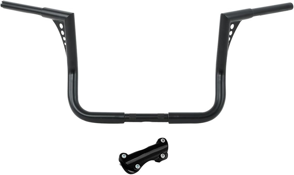 TCT-MOTORPARTS Black 12' Rise Ape Hangers Bars 1-1/4' Handlebars Fit for Harley Touring Electra Street Glide, Ultra Limited and Tri Glide models, Dressers, Baggers