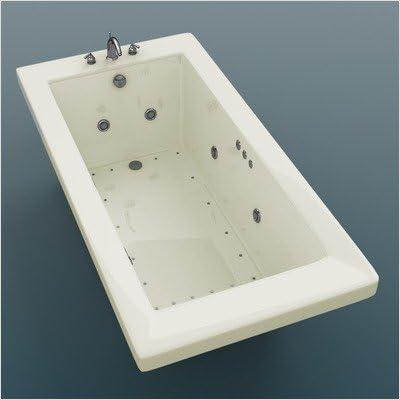 Guadeloupe 30 x 60 x 23' Rectangular Air and Whirlpool Jetted Bathtub Color/Trim: Biscuit / Polished Brass, Options: Tile Flange / 2' Lip / Front Skirt Enclosure, Drain: Right
