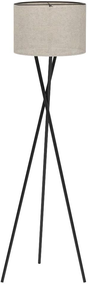 Kira Home Sadie 60' Modern Tripod Floor Lamp with Honey Beige Linen Drum Shade, Mid Century Cross-Leg Standing Light with 9W LED Bulb, Oil Rubbed Bronze Finish