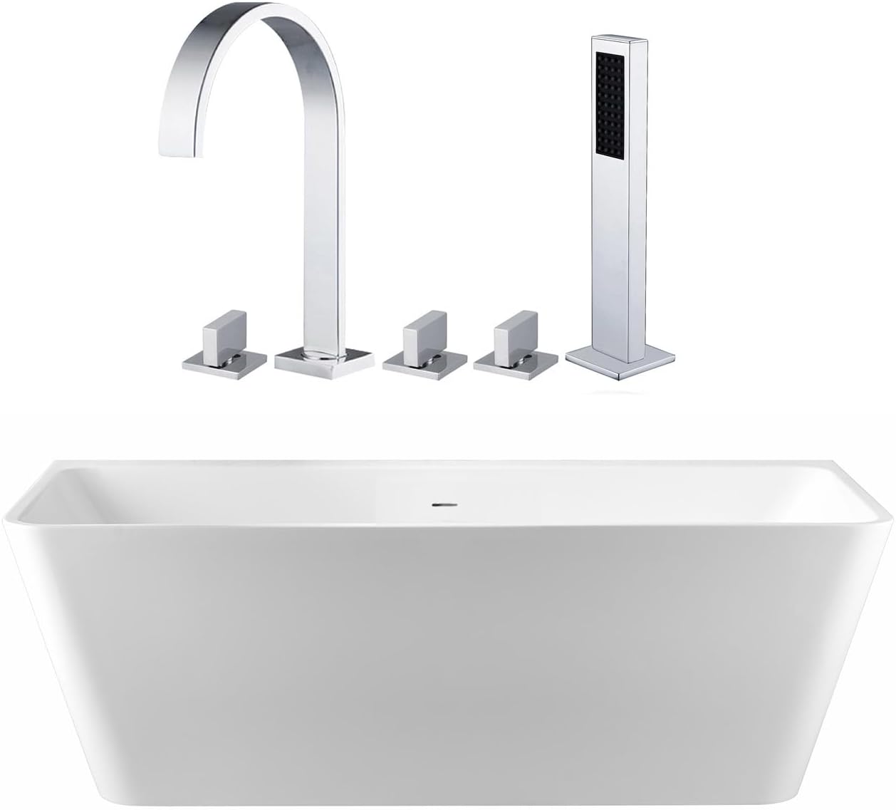 Vintage Tub & Bath Axton 59 Inch Acrylic Double Ended Freestanding Bathtub Package