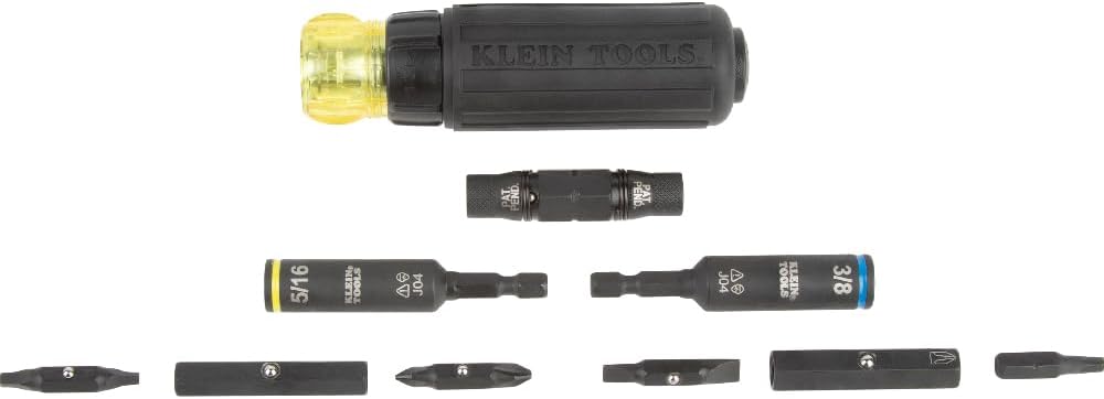 Klein Tools Backpack Kit with 39-Pocket Backpack and Electricians Pocket Knife, 2-Piece and 11-in-1 Ratcheting Screwdriver/Nut Driver Tool