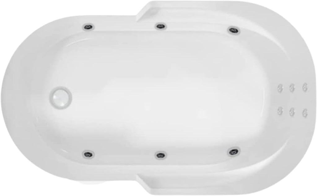 Carver Tubs - RAR7236 - Modern Fiberglass Whirlpool Water Massage Bathtub, With 12 Heater Air Jets - White Acrylic Rectangle Bath Tub - Left End Drain - Deep Relaxing Soak - 72'L x 36'W x 18'H