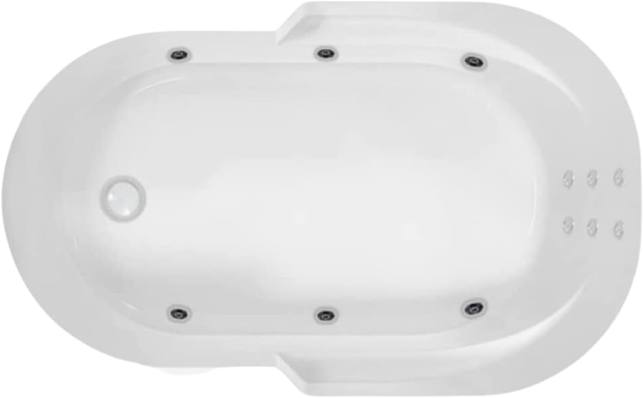Carver Tubs - RAR7236 - Modern Fiberglass Whirlpool Water Massage Bathtub, With 12 Heater Air Jets - White Acrylic Rectangle Bath Tub - Left End Drain - Deep Relaxing Soak - 72'L x 36'W x 18'H