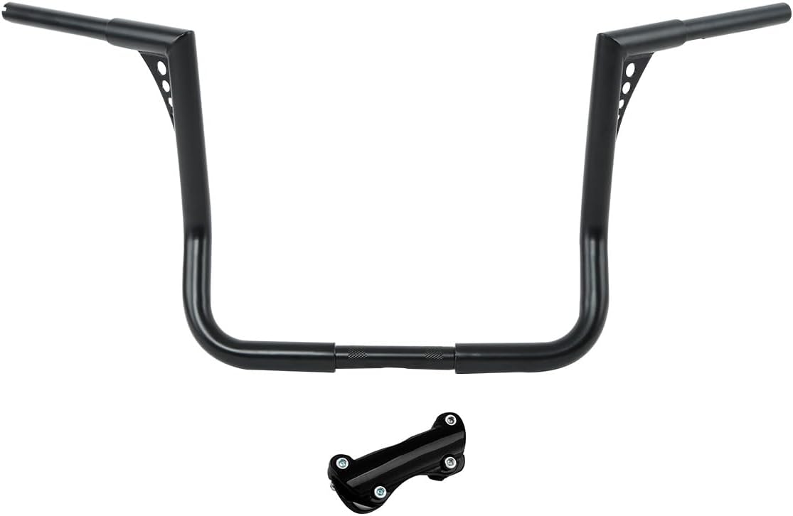 TCT-MOTORPARTS Black 14' Rise Ape Hangers Bars 1-1/4' Handlebars Fit for Harley Touring Electra Street Glide, Ultra Limited and Tri Glide models, Dressers, Baggers