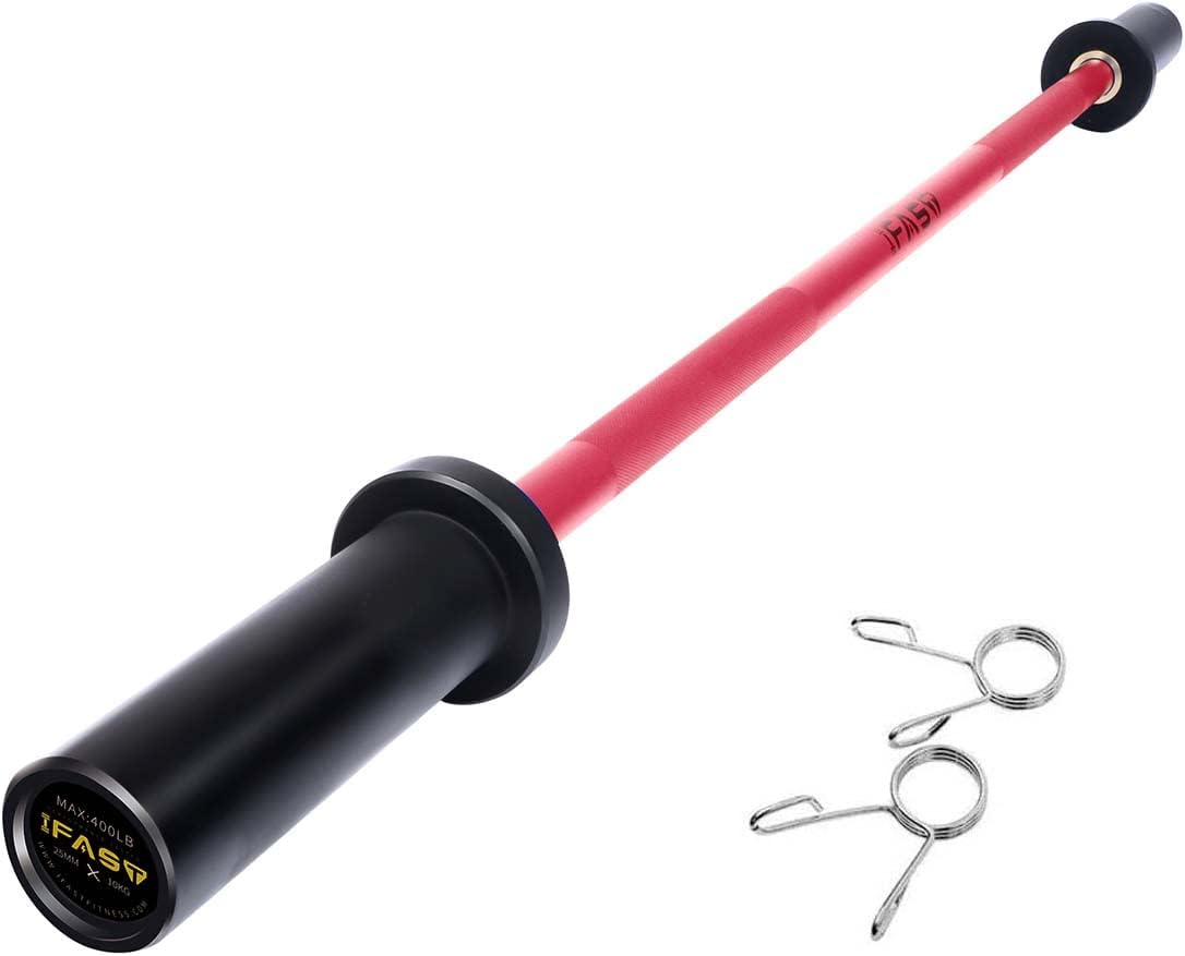 IFAST Olympic Barbell Bar 4FT Solid Chrome Barbell with Bearing, 7.2FT Home Gym 2' Weightlifting Bar, 400lbs/1200lbs Weight Capacity
