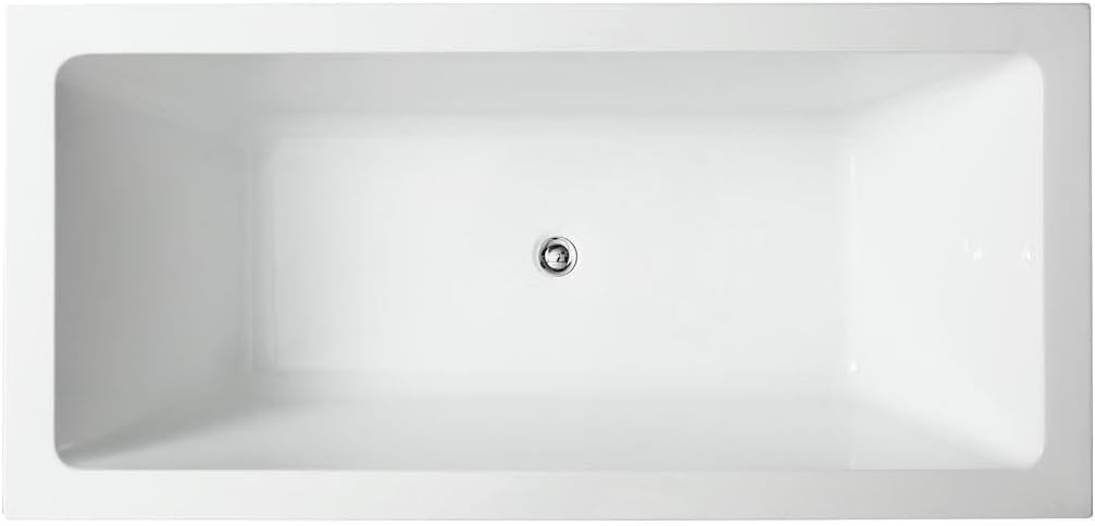 Maykoosh 59 Inch Freestanding Bathtub - Modern White Soaking Tub