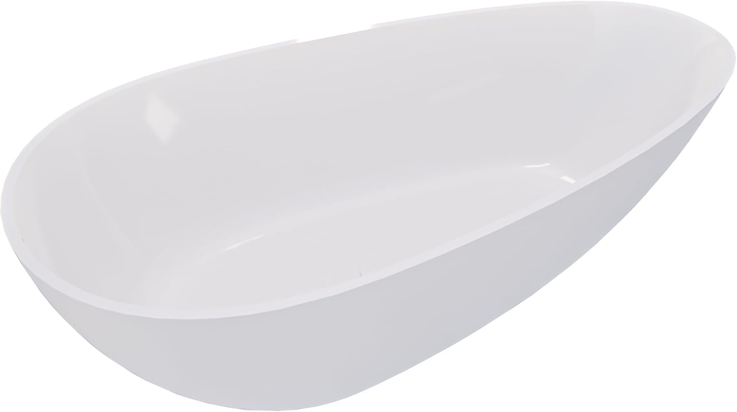 Kaimei 59-Inch Oval Stone Resin Freestanding Bathtub | Deep Soaking Tub with Overflow & Pop-up Drain | Glossy White Spa Tub for Bathroom Relaxation