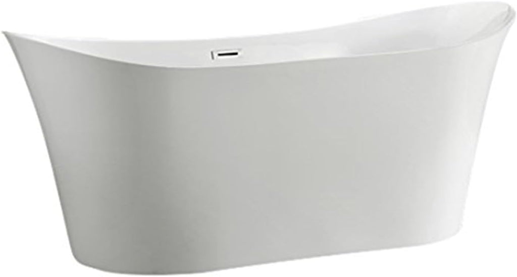 HomeStock Freestanding Bathtub 67 Inch - Modern Soaking Tub - Glossy White