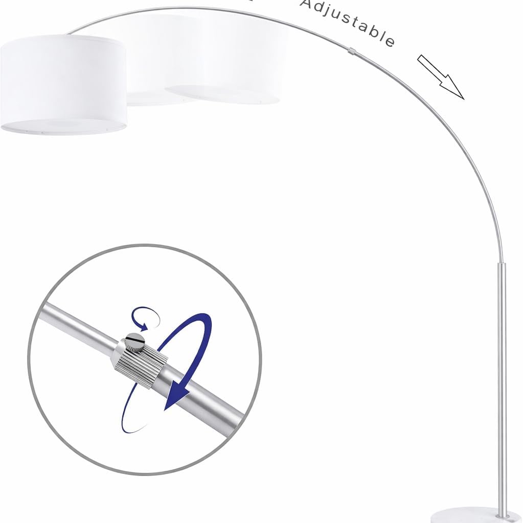 Major-Q Modern Arcing Floor Lamp - Tall Stand Up Arching Drum Shade - Large Contemporary Floor Lamp for Dining Rooms and Bedrooms - Corner Lamp for Office Lighting and Home Decor