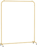 Heavy Duty Coat Rack, Garment Rack Nordic Wrought Iron Clothes Rail On Wheels Clothing Store Display Rack Heavy Duty Metal Clothing Rack for Hanging Clothes Bedroom Single Rail Coat Rack, Gold (150X