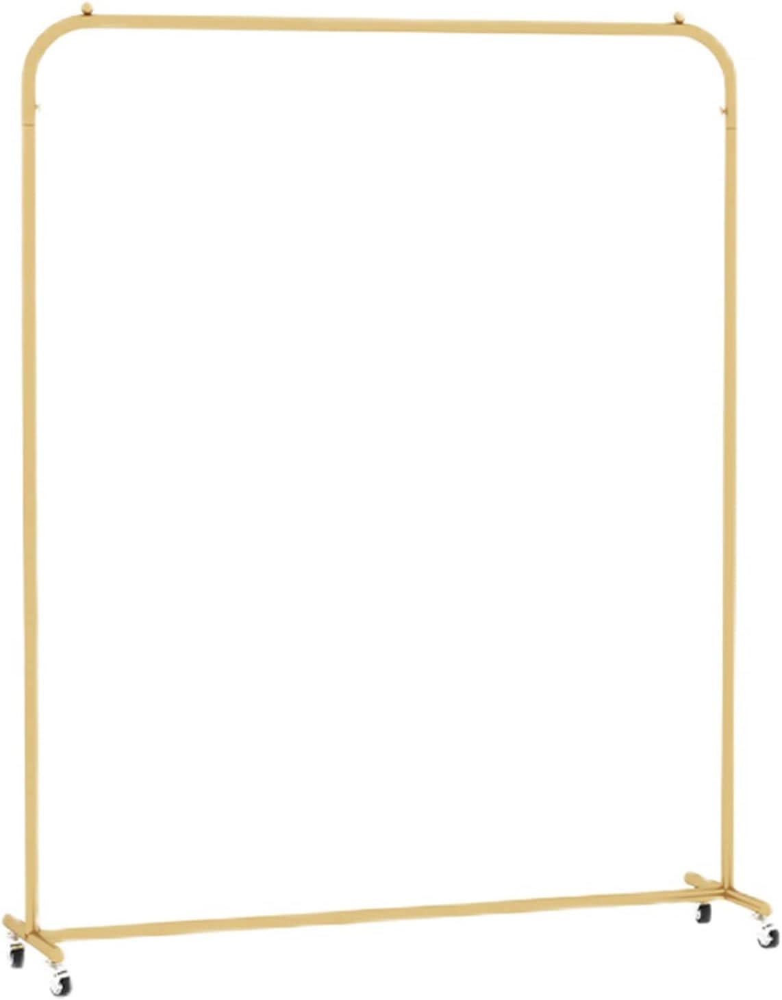 Heavy Duty Coat Rack, Garment Rack Nordic Wrought Iron Clothes Rail On Wheels Clothing Store Display Rack Heavy Duty Metal Clothing Rack for Hanging Clothes Bedroom Single Rail Coat Rack, Gold (150X