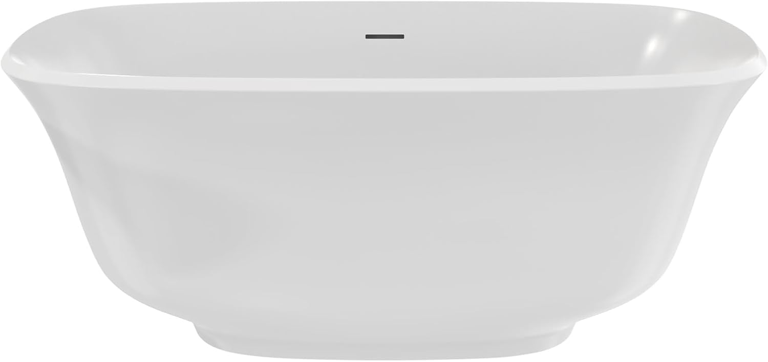 Elegance 67 in. L x 31-1/4 in. W x 23-3/4 in. H Freestanding Acrylic Bathtub, Polished Brass Drain