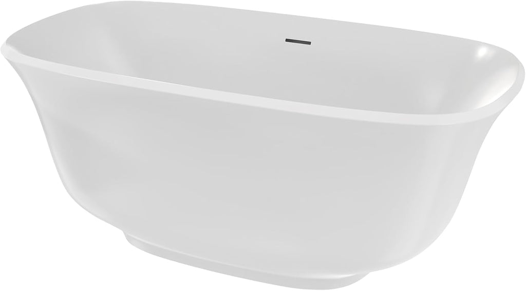 Elegance 59 in. L x 31 in. W x 23-5/8 in. H Freestanding Acrylic Bathtub, White Drain
