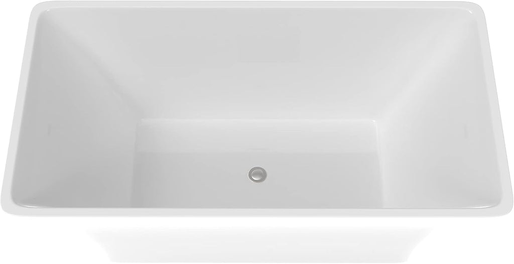 Adele Acrylic Freestanding Bathtub | Soaking Shower Rectangle Tub (67', White)