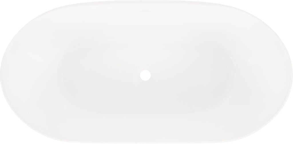 Signature Hardware 952997-66 Patera 66' Solid Surface Soaking Freestanding Tub with Integrated Drain and Overflow - Glossy White