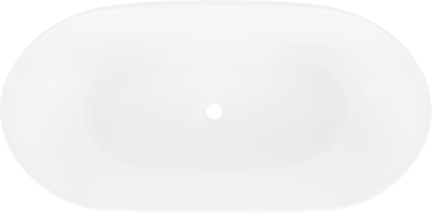 Signature Hardware 952997-59 Patera 59' Solid Surface Soaking Freestanding Tub with Integrated Drain and Overflow - Glossy White