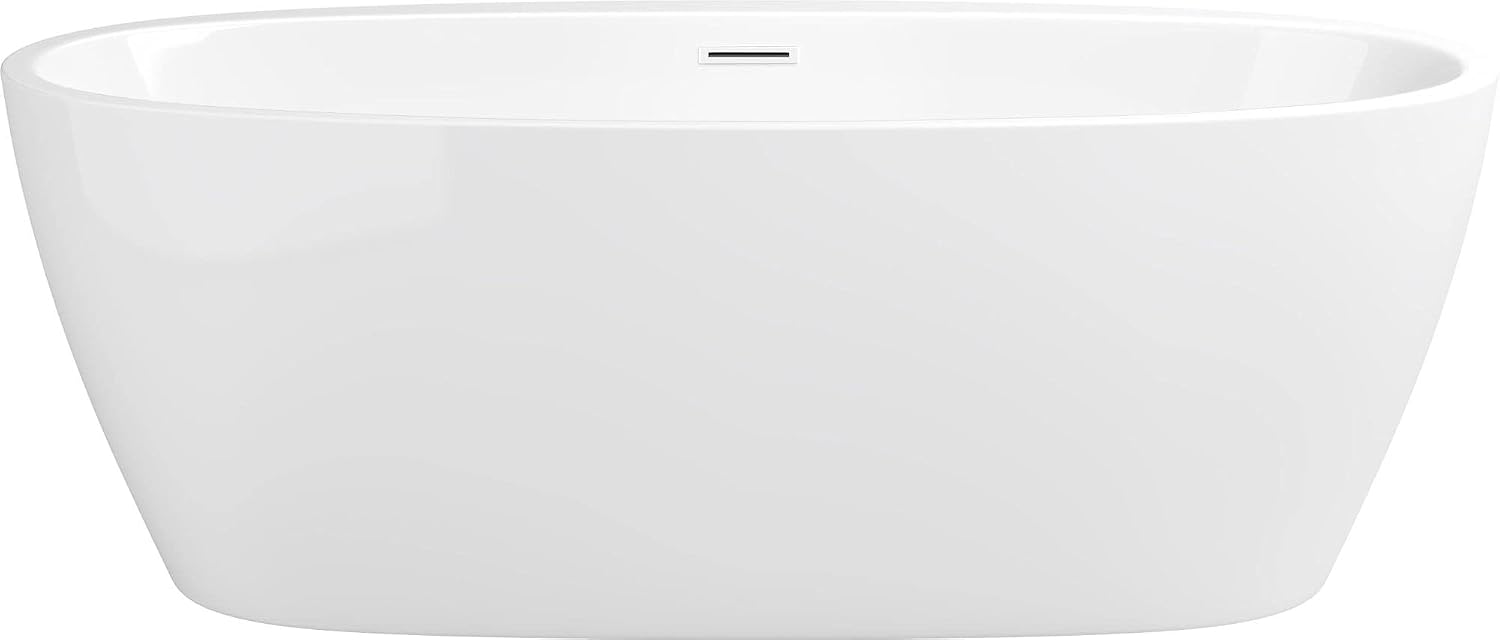 PROFLO PFFSO6731 Cornwall 67' Free Standing Acrylic Soaking Tub with Center Drain, Drain Assembly, and Overflow - White