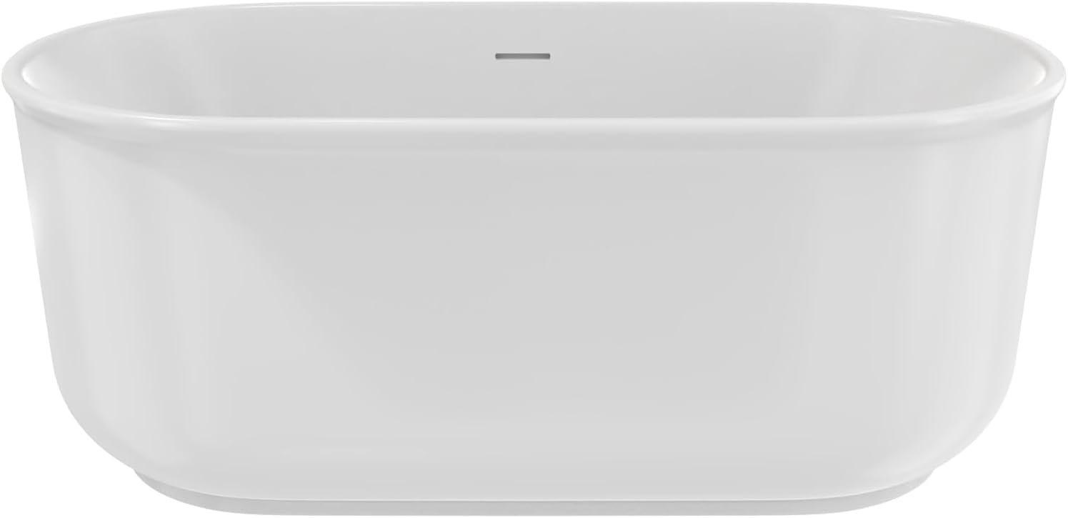 Alliance Pro 67 in. L x 31-1/2 in. W x 23-5/8 in. H Freestanding Acrylic Bathtub, White Drain