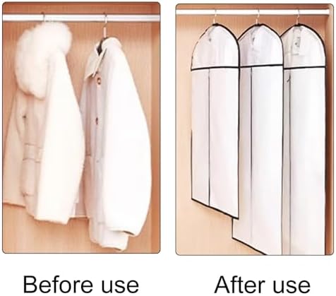 Clear Garment Bags for Clothes Rack & Closet, Dustproof Non-Woven Covers, 60x110cm (24x43in), Protect Clothes from Dust & Damage, Durable White Storage Solution