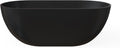 59' Premium Freestanding Stone Resin Bathtub, Oval Shape Solid Surface Soaking Tubs with Overflow and Pop-up Drain, Matte Black